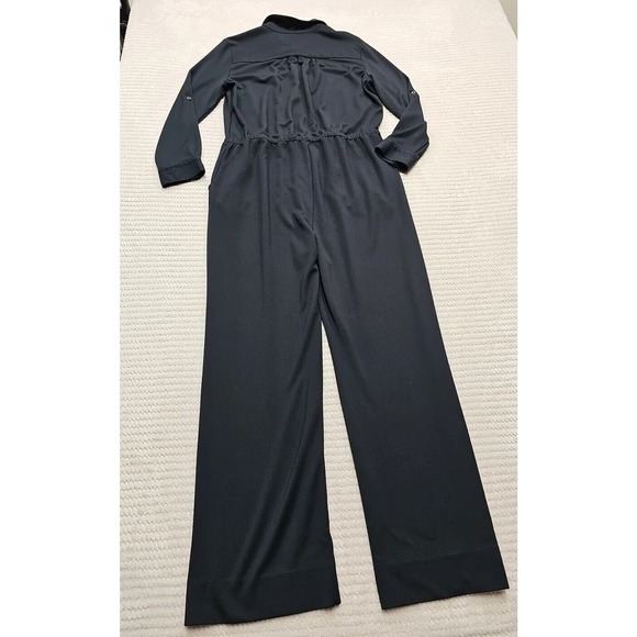 Soft Surroundings Jumpsuit Womens XL Black Button Up Roll Tab Sleeve - Picture 6 of 7